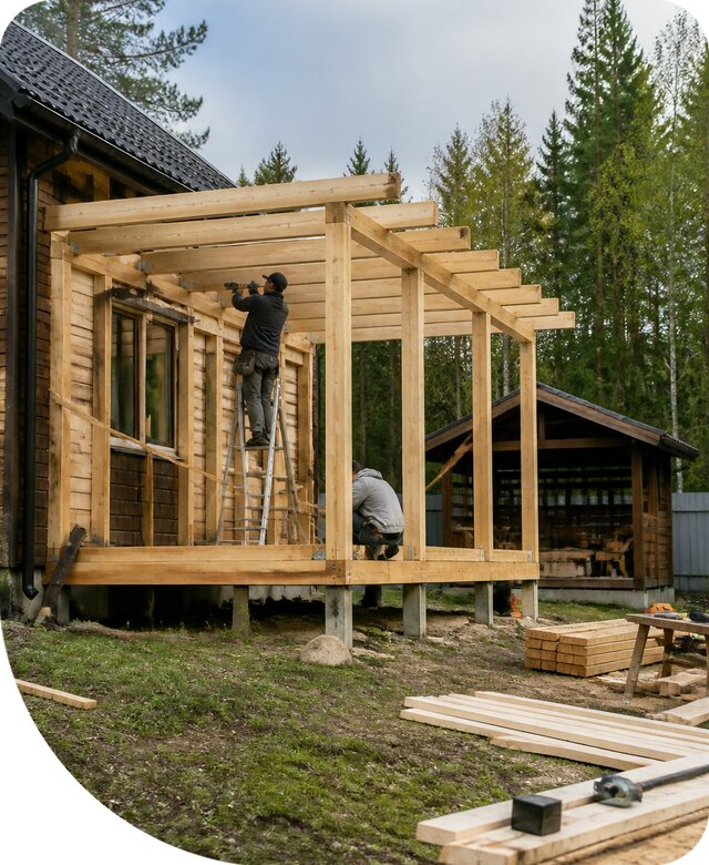Строительство пристроек и построек на участке в Рославле