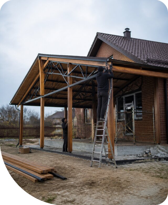 Пристройка навеса к дому и участку в Рославле под ключ