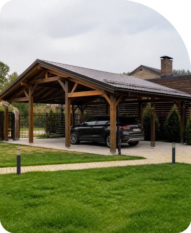 Деревянный навес в Рославле по цене от 46242 р. РадиДОМА-Рлв